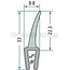 GRANIT Rubber seal - 654A1500 | Clamping range: 1 - 2,5 mm | Length: 1 m | B: 8,8 mm | H: 33 mm