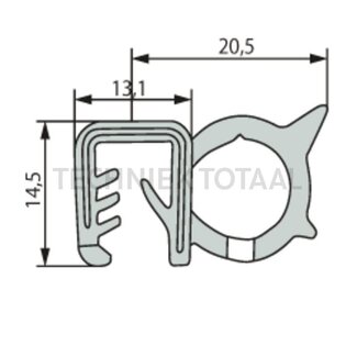 GRANIT Rubber seal - Clamping range (mm): 45447. Length (m): 1. B (mm): 27,1. H (mm): 14,5