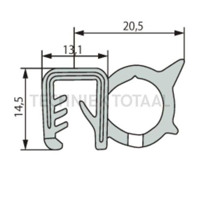 GRANIT Rubber seal - Clamping range (mm): 45447. Length (m): 1. B (mm): 27,1. H (mm): 14,5 - 3476186M1