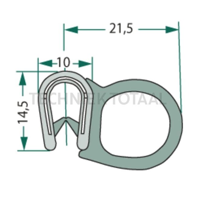 GRANIT Raamrubber - 654A1108 | Klembereik: 1 - 4 mm | Lengte: 1 m | B: 26,5 mm | H: 14,5 mm