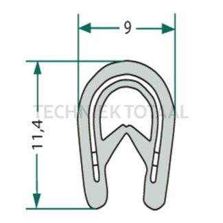 GRANIT Rubber seal - 25 pcs - Clamping range (mm): 1 - 2,5. Length (m): 25. B (mm): 9. H (mm): 11,4