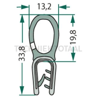 GRANIT Raamrubber - 25 stuks - Klembereik (mm): 45384. Lengte (m): 25. B (mm): 13,2. H (mm): 33,8