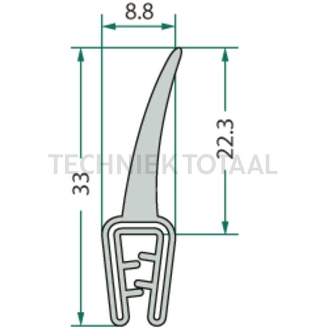 GRANIT Raamrubber - 5 stuks - 654A1500/5 | Klembereik (mm): 1 - 2,5 | Lengte: 5 m | B: 8,8 mm | H: 33 mm