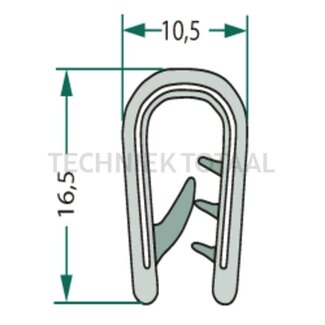 GRANIT Rubber seal - 5 pcs - Clamping range (mm): 45384. Length (m): 5. B (mm): 10,5. H (mm): 16,5