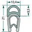 GRANIT Rubber seal - 654A1102 | Clamping range: 1 - 4 mm | Length: 1 m | B: 10,4 mm | H: 21 mm