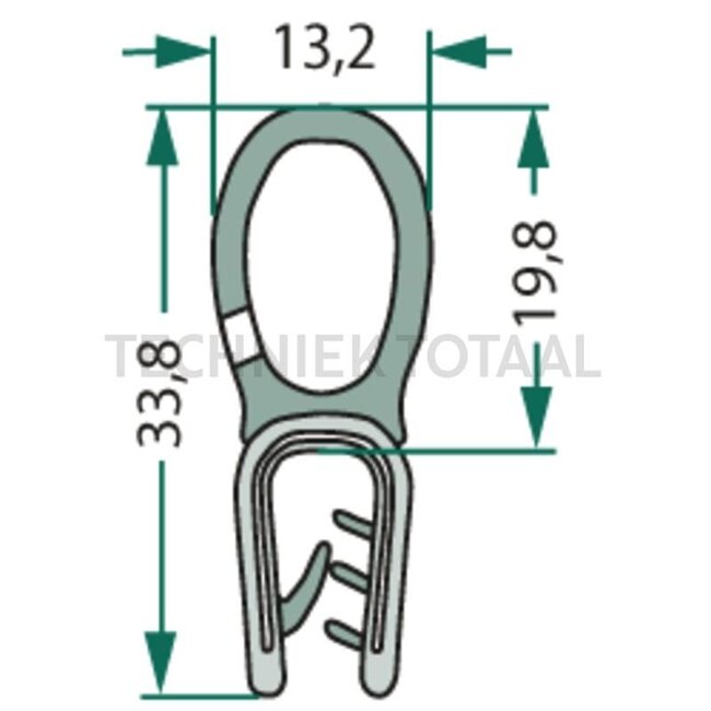 GRANIT Rubber seal - Clamping range (mm): 45384. Length (m): 1. B (mm): 13,2. H (mm): 33,8