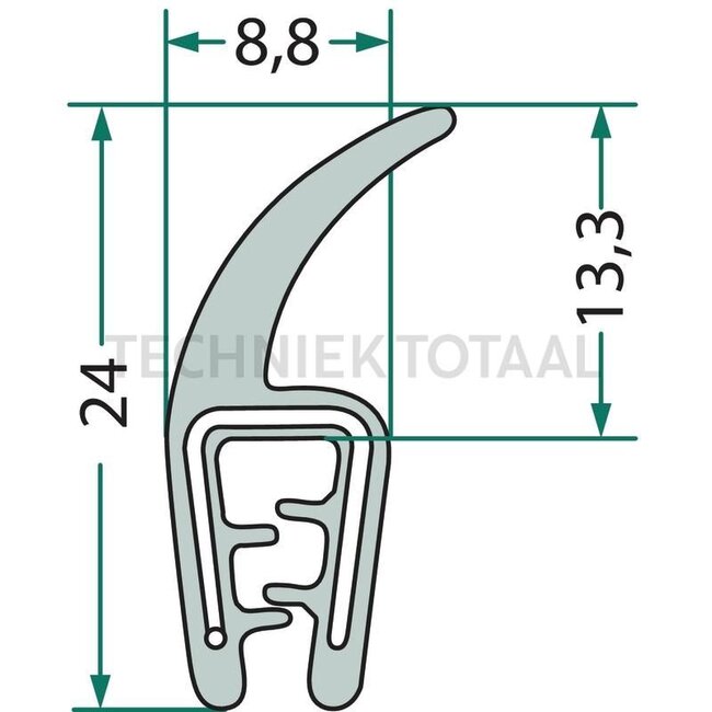 GRANIT Rubber seal - 5 pcs. - 654A1501/5 | Clamping range: 1 - 2,5 mm | Length: 5 m | B: 8,8 mm | H: 24 mm