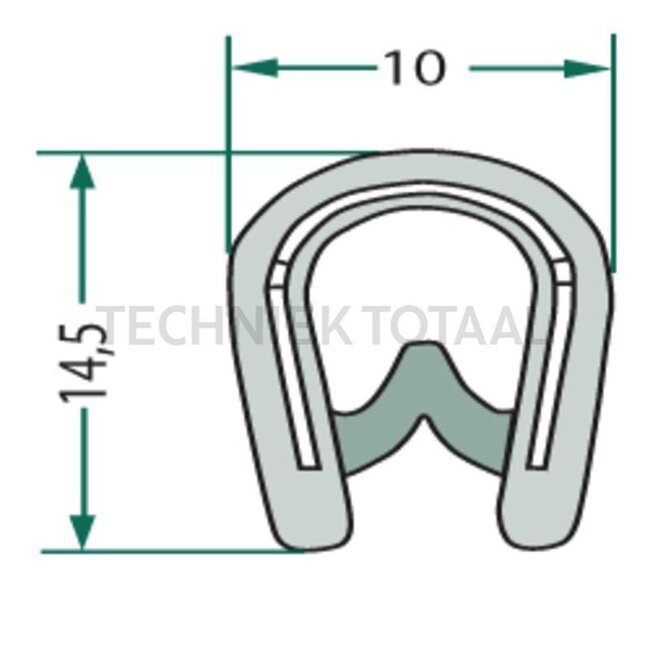 GRANIT Raamrubber - 25 stuks - 654A1015/25 | Klembereik: 45383 mm | Lengte: 25 m | B: 10 mm | H: 14,5 mm