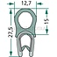 GRANIT Rubber seal - 654A1117 | Clamping range: 1 - 4 mm | Length: 1 m | B: 12,7 mm | H: 27,5 mm