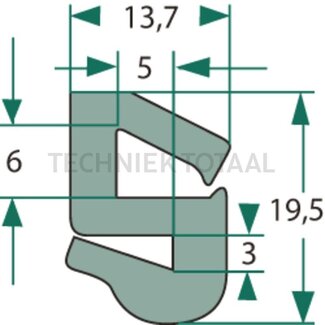 GRANIT Dichtgummi - Länge (m): 1. B (mm): 13,7. H (mm): 19,5