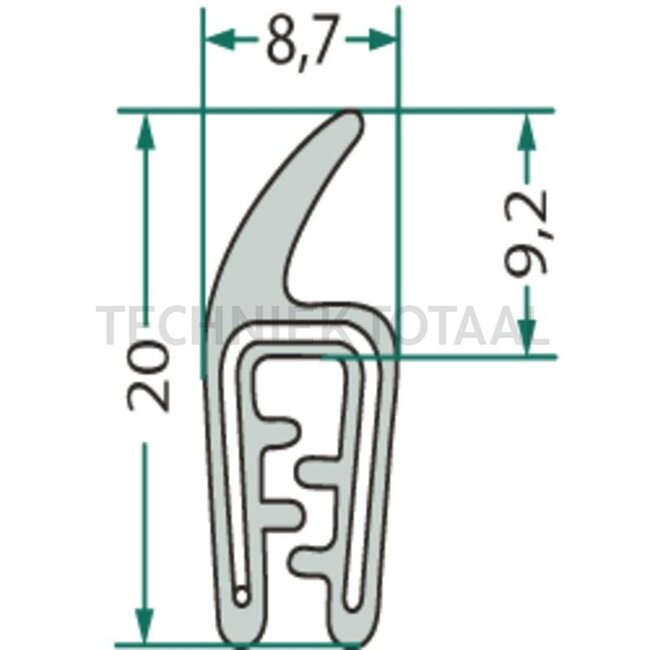 GRANIT Dichtgummi - Klemmbereich (mm): 45323. Länge (m): 1. B (mm): 8,7. H (mm): 20