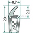 GRANIT Fenstergummi Klemmbereich 1 - 2 mm, b 8,7 mm, h 20 mm - 1 Meter