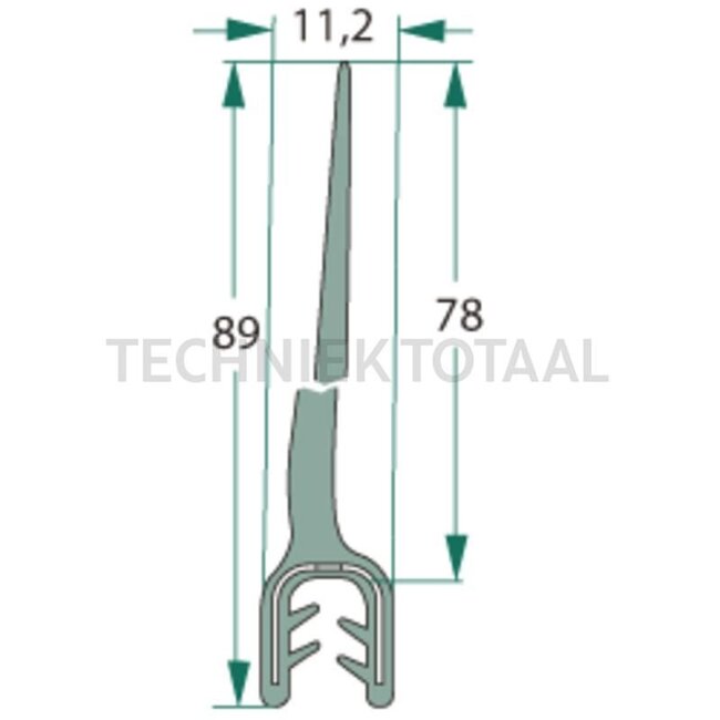 GRANIT Rubber seal - 5 pcs. - 654A3655/5 | Clamping range: 2 - 4 mm | Length: 5 m | B: 11,2 mm | H: 89 mm