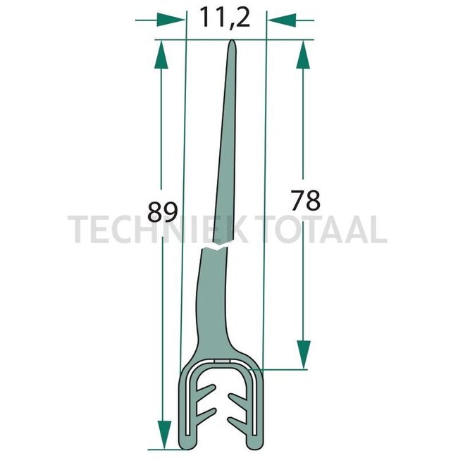 GRANIT Dichtgummi - 5 Stück - 654A3655/5 | Klemmbereich: 2 - 4 mm | Länge: 5 m | B: 11,2 mm | H: 89 mm