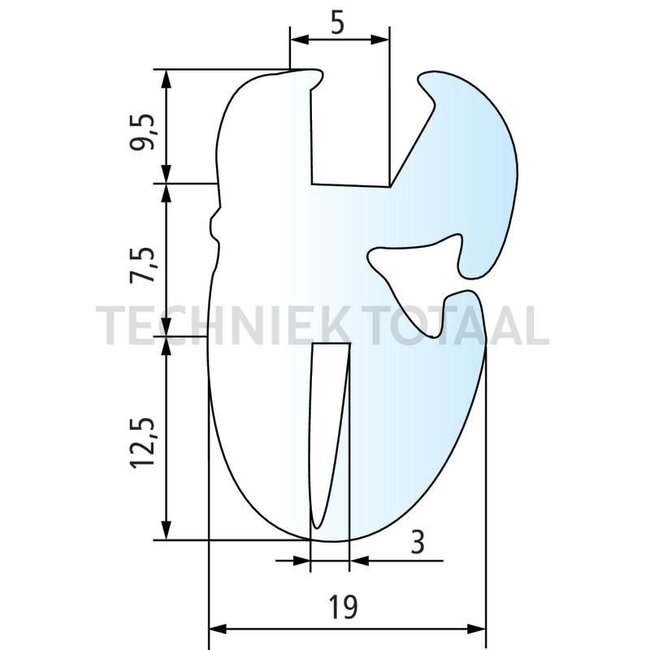 GRANIT Rubber seal - 15 meter - 654B1114/15 | Clamping range: 3 mm | Length: 15 m | B: 19 mm | H: 29,5 mm | Colour: Schwarz | Version: EPDM