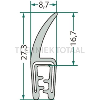 GRANIT Fenstergummi Klemmbereich 1 - 3 mm, b 8,7 mm, h 27,3 mm - 1 Meter