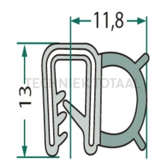 GRANIT Rubber seal - 5 pcs - Clamping range (mm): 2. Length (m): 5. B (mm): 11,8. H (mm): 13