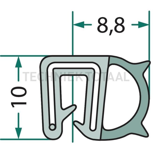 GRANIT Rubber seal - 25 meter - 654A2533/25 | Clamping range: 1 - 2,5 mm | Length: 25 m | B: 8,8 mm | H: 10 mm