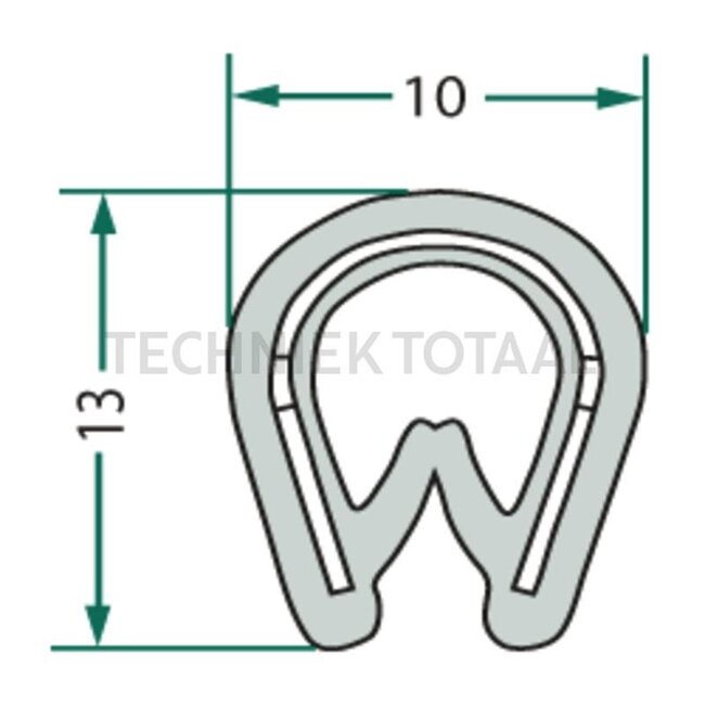 GRANIT Raamrubber - 654A3007 | Klembereik: 45383 mm | Lengte: 1 m | B: 10 mm | H: 13 mm