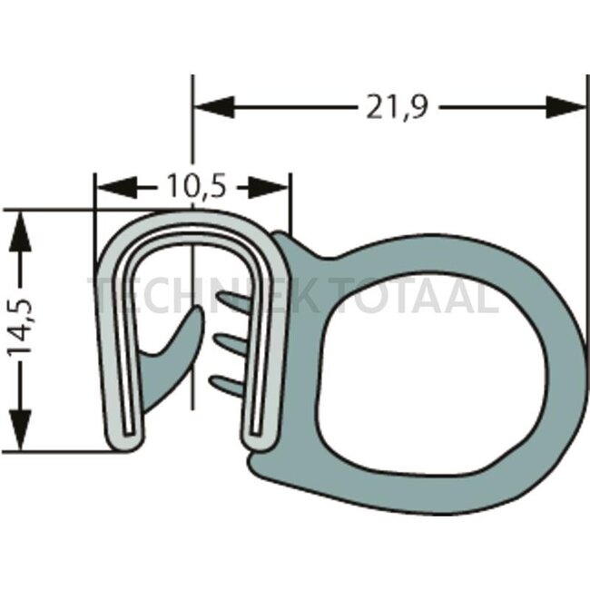 GRANIT Window rubber clamping range 2 - 5 mm, b 27,15 mm, h 14,5 mm - 1 metre
