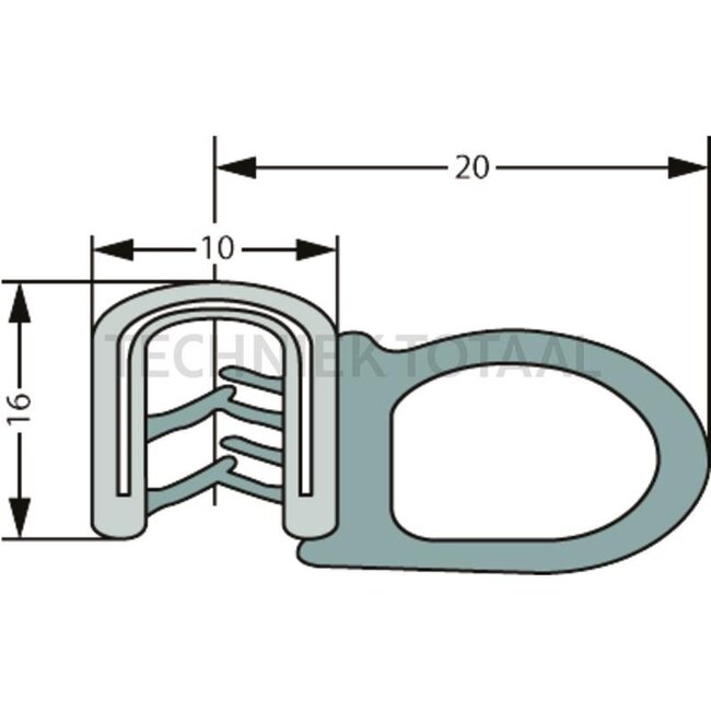 GRANIT Rubber seal - 5 pcs. - 654A2255/5 | Clamping range: 1 - 4 mm | Length: 5 m | B: 25 mm | H: 16 mm
