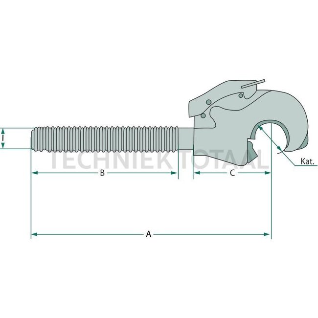 GRANIT Tail hook - 20012012, AL159964, AL77576 | Version: Right-hand thread | Category: 3 / 60 | I: M36 x 4 mm | A: 300 mm | B: 130 mm | C: 126 mm