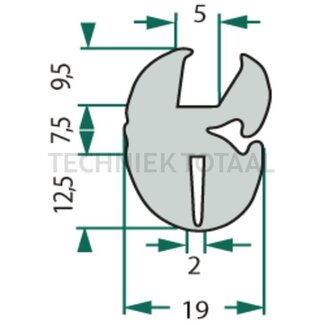 GRANIT Dichtgummi - 15 Stück - Klemmbereich (mm): 2. Länge (m): 15. B (mm): 19. H (mm): 29,5