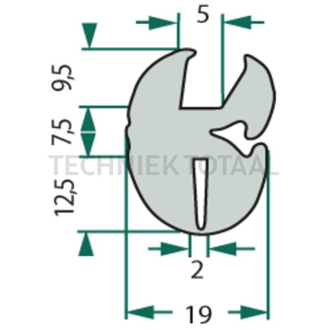 GRANIT Dichtgummi - 15 Stück - Klemmbereich (mm): 2. Länge (m): 15. B (mm): 19. H (mm): 29,5