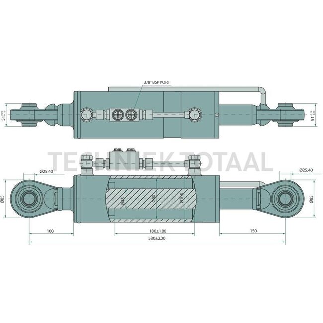 GRANIT Hydraulische topstang Eco-Line Cat. 2 - 580 / 580 mm