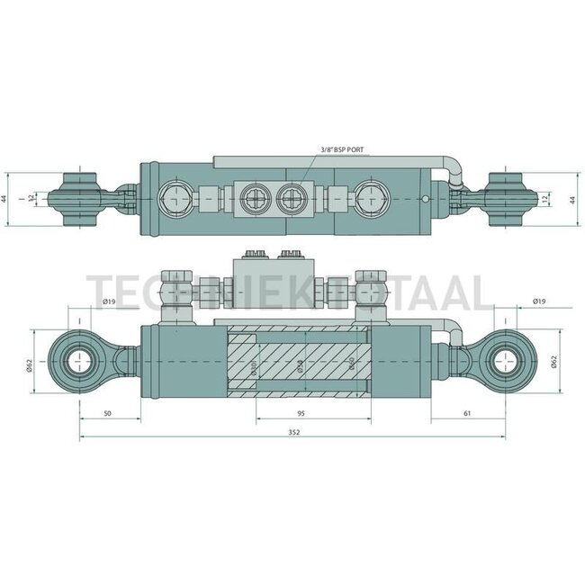 GRANIT Hydraulische topstang Eco-Line Cat. 1 - 352 / 352 mm