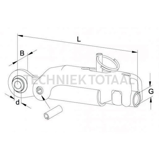 Walterscheid Stabilizer ASST-B with roll pin 350 mm, Ø 25,4 mm, B 40 mm, M30 | 1309100