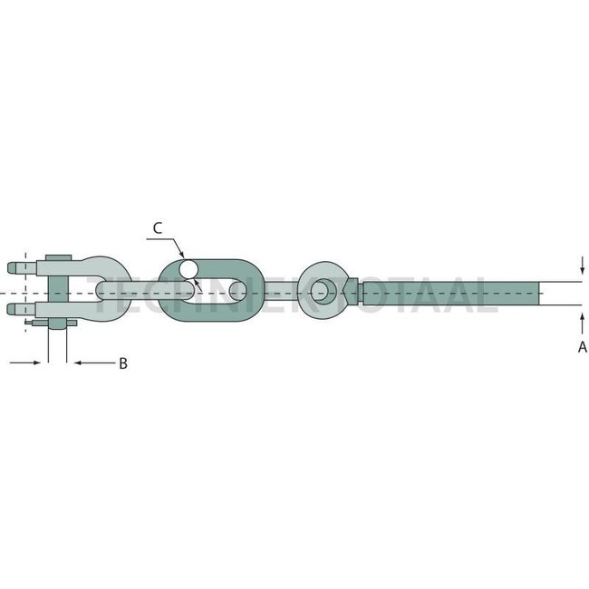GRANIT End piece - 718LSC-A01 | Thread: Right | A: 16 x 2 mm | B: 12 mm | C: 12 mm | No. of links: 3