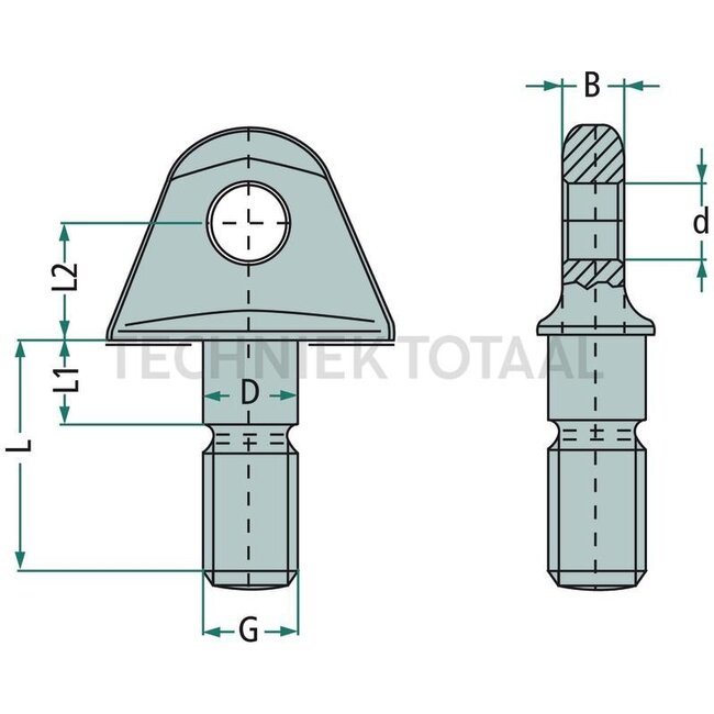 Walterscheid Shackle kit - 395201036, 201036 | d: 20 mm | D: 18 mm | L: 62 mm | L1: 16 mm | L2: 30 mm | B: 16 mm | G: M18 mm | Agraset: 368