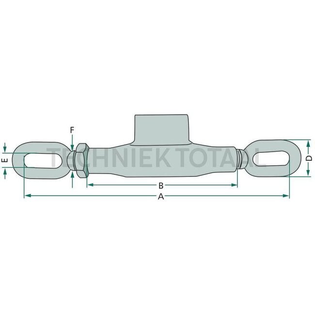 GRANIT Turnbuckle - 718TC16216 | A: 245 - 330 mm | B: 120 mm | D: 38 mm | E: 16 mm | F: M16 x 2,0 mm
