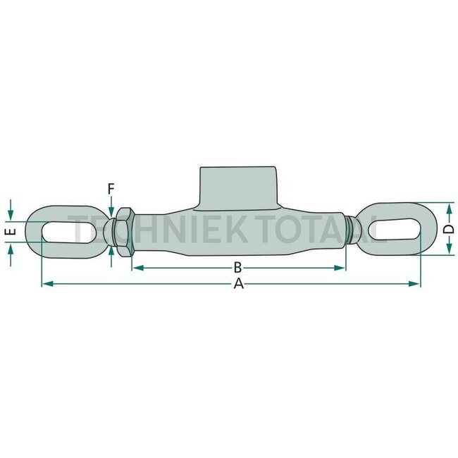 GRANIT Spannschloss - 718TC222514 | A: 280 - 390 mm | B: 150 mm | D: 38 mm | E: 14 mm | F: M22 x 2,5 mm