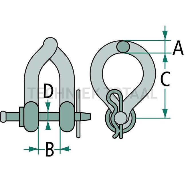 GRANIT Shackle twisted - 71899046 | A: 24 mm | B: 36,5 mm | C: 121 mm | D: 22 mm