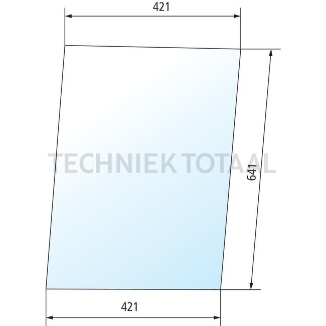 GRANIT Zijruit achter - 675130585, F182800200410, 130585 | Dikte: 5 mm | Kleur: helder | Breedte: 667,5 - 642 mm | Hoogte: 420 mm