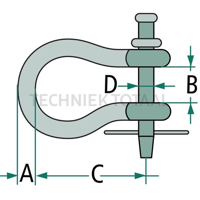GRANIT Shackle - 71899040 | A: 24 mm | B: 36,5 mm | C: 130 mm | D: 22 mm