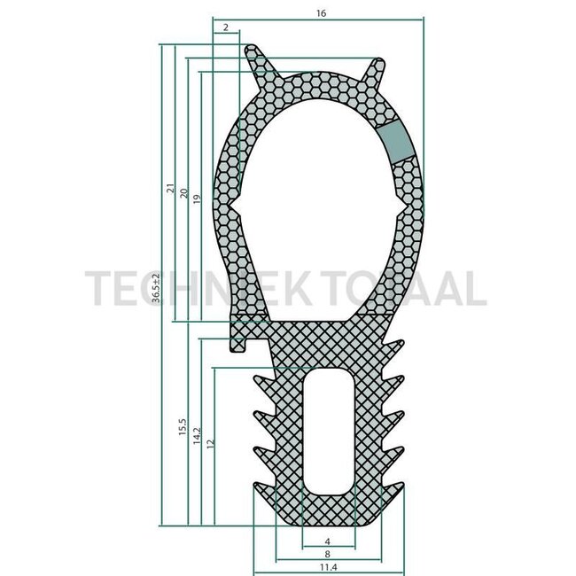 GRANIT Sealing rubber - 11399864 | Length: 1 m | B: 16 mm | H: 36,5 mm
