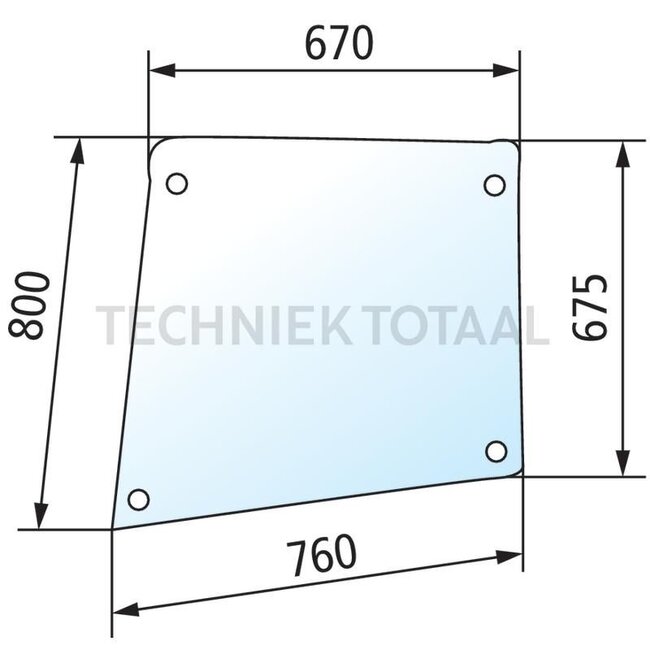 GRANIT Türscheibe oben, rechts und links - 675521016, 1332485C1 | Stärke: 5 mm | Farbe: klar | Anzahl Bohrungen: 4 | Beschreibung: oben | Breite: 670 - 758,5 mm | Höhe: 672,5 - 797, 5 mm
