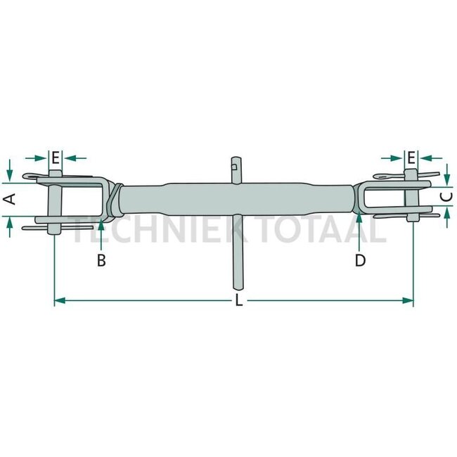 Stabilizer strut 450 - 610 mm, 30 x 3,5 mm, yoke both ends