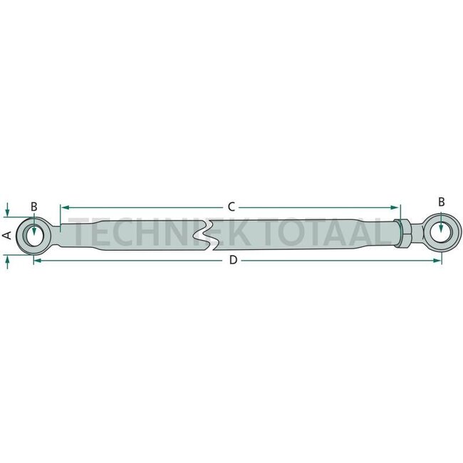 GRANIT Stabiliser bar - 718ATC6499 | Ø A: 45 mm | Ø B: 23 mm | C sleeve length: 555 mm | D working length: 645 - 945 mm