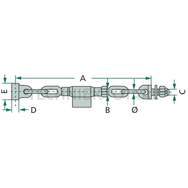 GRANIT Stabiliser chain - 718SCA-MF1 | A: 580 mm | B: M19x2,5 mm | D: 19 mm | E: 34 mm