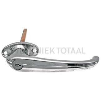 Door handle with cylinder, chromed, large collar, 45 mm hole spacing, 140 mm handle length, incl. keys