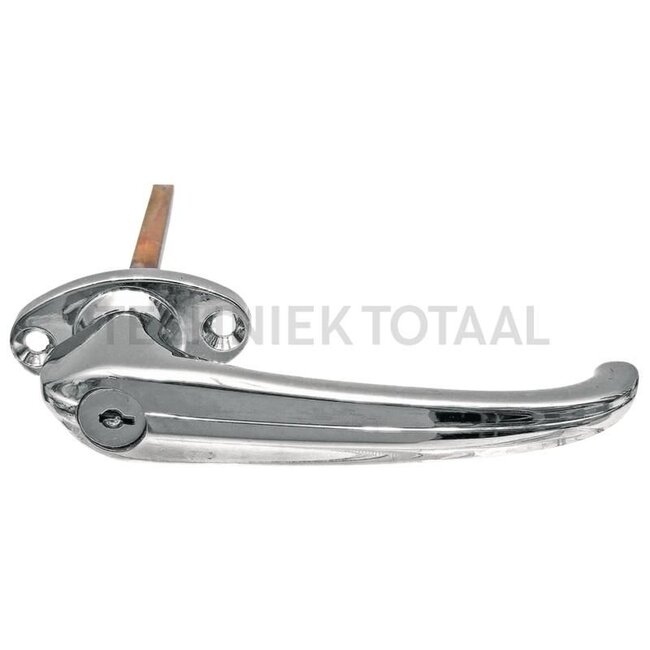 GRANIT Door handle with cylinder, chromed, small collar, 35 mm hole spacing, 140 mm handle length, incl. keys - 65499157