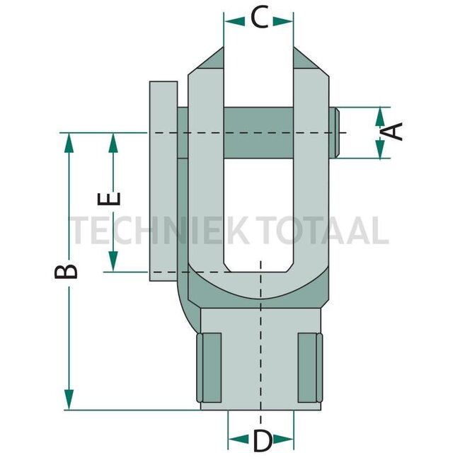 GRANIT Clevis head - 65499639 | A: 8 mm | B: 32 mm | C: 8 mm | D: M10 mm | E: 16 mm