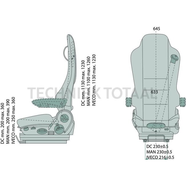 GRAMMER Kingman Comfort MSG90.6PG - 2401208134, 1208134 | Sitztyp: MSG90.6PG | Federung: luftgefedert | Polsterart: Stoff | Spurmaß: 230 mm | Sitzbreite: 550 mm | Längshorizontalfederung: Ja | Gurtsystem: Ja | Bordspannung: 24 V | Sitzheizung: Ja | Bezeichnung: K