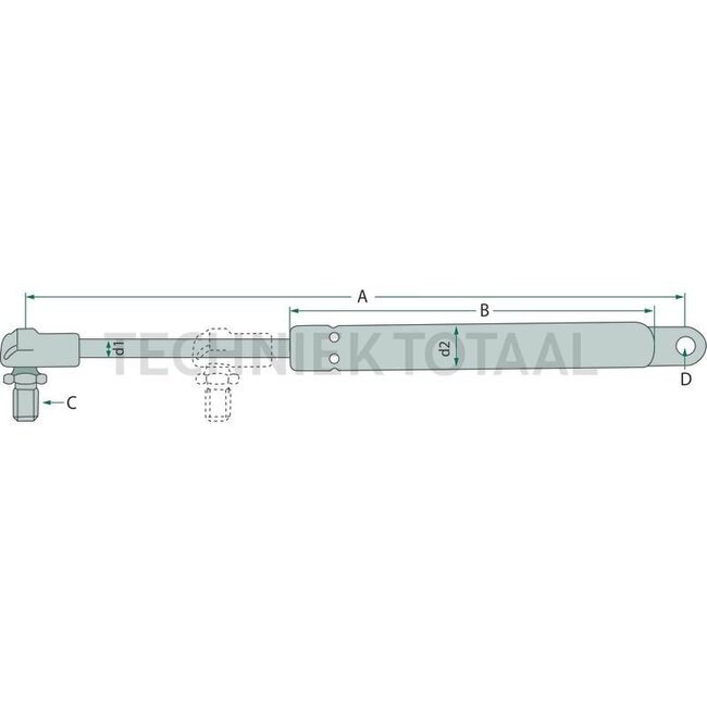 GRANIT Gasdrukveer achterruit 180 N, 500 mm, slag 205 mm Deutz-Fahr | 4335085