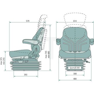 GRAMMER Trekkerstoel luchtgeveerd stof, zitbreedte 480 mm, 24 V