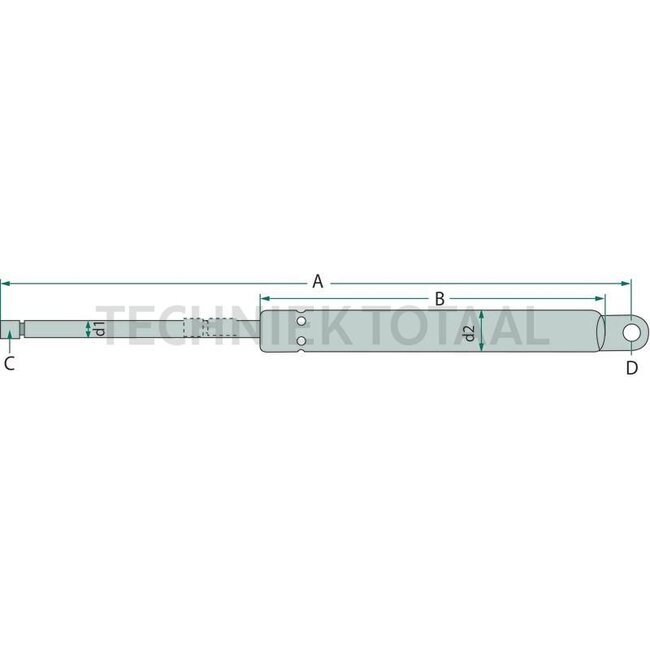 GRANIT Gasdruckdämpfer Motorhaube 200 N, 495 mm, Hub 207 mm John Deere - RE235000